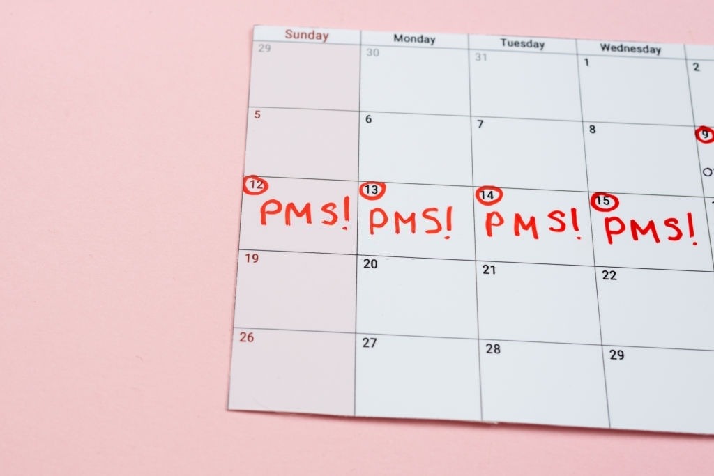Calendar with marked pms days
